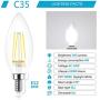 Ascher E12 Candelabra LED Light Bulbs 60 Watt Equivalent, 550 Lumens, Daylight White 5000K, Decorative Candle Base, Filament Clear Glass, Non-Dimmable, Pack of 5