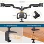 Dual Monitor Stand - Gas Spring Monitor Mount with Laptop Tray Fit Two 13 to 27 Inch Flat Curved Computer Screens and 10 to 17 Inch Notebooks with C Clamp, Grommet Mounting Base