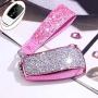 Royalfox(TM) Luxury 3 4 Buttons 3D Bling Smart keyless Entry Remote Key Fob case Cover for Mercedes-Benz E-Class S-Class W213 2016 2017 2018 2019,with Keychain (Pink)