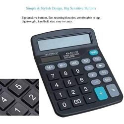 12 Digit Electronics Desktop Calculator, Solar Battery Dual Power Basic Office Calculator, Handheld Calculator with Large LCD Display Big Sensitive Button