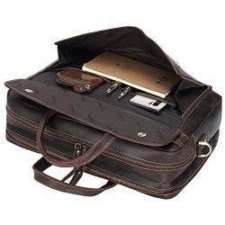 TIDING Mens Leather Business Briefcase 17'' Laptop Case Messenger Bag with YKK Metal Zipper