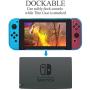 MENEEA Dockable Case for Nintendo Switch, Fit The Dock Station Protective Accessories Cover Case for Nintendo Switch and Joy Con Controller with a Tempered Glass Screen Protector Crystal Blue