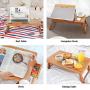 Bamboo Laptop Desk, Adjustable Portable Breakfast Serving Bed Tray with Tilting Top Drawer for Surfing Reading Writing Eating (Bamboo)