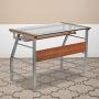 Flash Furniture Glass Computer Desk with Pull-Out Keyboard Tray and Bowed Front Frame