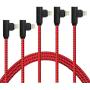 Lightning Cable 5 Pack(3/6/6/10/10FT) iPhone Cable Right Angle Nylon Braided Fast Charge Cord USB Compatible with iPhone 12 11Xs XR X 8 7 6 Plus (Black and Red)