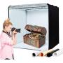 Amzdeal Light Box for Photography 20in Brightness Adjustable Shooting Tent with LED Light 4 Backdrops (White Black Orange Grey)