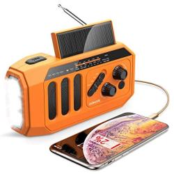 【2021 Newest】 Emergency Radio, 5000mAh Hand Crank Solar Weather Radio, NOAA/AM/FM Portable Radio with LED Flashlight&Reading Lamp, USB Cell Phone Power Charger, SOS Alarm for Home, Camping&Survival