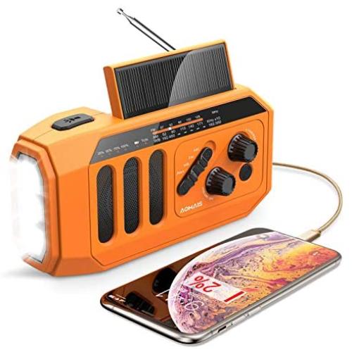 【2021 Newest】 Emergency Radio, 5000mAh Hand Crank Solar Weather Radio, NOAA/AM/FM Portable Radio with LED Flashlight&Reading Lamp, USB Cell Phone Power Charger, SOS Alarm for Home, Camping&Survival