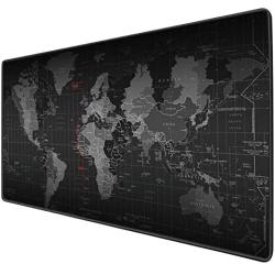 Benvo Extended Mouse Pad Large Gaming Mouse Pad- 35.4x15.7x0.12 inch Computer Keyboard Mouse Mat Non-Slip Mousepad Rubber Base and Stitched Edges for Game Players, Office, Study, World Map Pattern