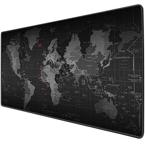 Benvo Extended Mouse Pad Large Gaming Mouse Pad- 35.4x15.7x0.12 inch Computer Keyboard Mouse Mat Non-Slip Mousepad Rubber Base and Stitched Edges for Game Players, Office, Study, World Map Pattern