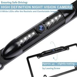 License Plate Frame Backup Camera Night Vision Car Rear View Camera with 8 Bright LEDs 170° Viewing Angle Waterproof Backup Camera Vehicle Universal Revers