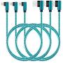 Right Angle iPhone Charger 10ft 3 Pack 90 Degree Lightning Cable Compatible with iPhone 12 11 Pro XS MAX/XR/X/8 8 Plus/7 7 Plus/6 6 Plus/iPad (Light Blue,10ft)