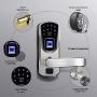 WeJupit V8 Fingerprint Smart Door Lock with Right Handle, Keyless Entry Stainless Steel Touchscreen with Electronic Keypads, Spare Key, Two-Factor Authentication, Biometric Digital Auto-Lock