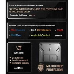 Poetic Revolution Series Case Designed for iPad 10.2 7th Generation 2019 / 8th Generation 2020 Case, Full-Body Rugged Shockproof Protective Cover with Kickstand and Built-in-Screen Protector, Black