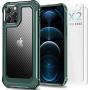 SUPBEC Compatible for iPhone 11 Pro Max Case and [ Screen Protector Tempered Glass x2Pcs] Protective Phone Cover [HeavyDuty Series] Shockproof Silicone for iPhone 11Pro Max Phone Case-Clear Green-6.5''