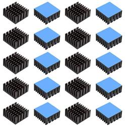 20pcs Aluminum Heatsink 20x20x10mm / 0.79x0.79x0.39 inches with Thermal Conductive Adhesive Tape for Electronic Chip MOS IC Diode Triode Cooling Heat Dissipation
