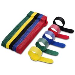 VCZHS 50 PCS Reusable Fastening Cable Ties, Microfiber Cloth 6-Inch Hook and Loop Cord Ties for Tablet Laptop PC TV Home Office Electronics Wire -5 Colors
