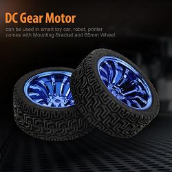 Wheel Motor Kit, 2 pcs/Set DC 6V 280RPM 25GA370 DC Gear Motor 4mm Shaft with Mounting Bracket 65mm Wheel Kits can be Used in Intelligent Toy Car, Robot, Printer