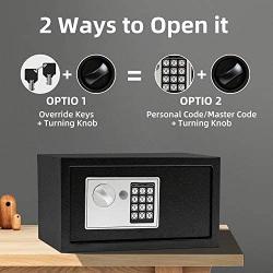 SamYerSafe Safe Box with Sensor Light,0.42 Cubic Feet Security Safe with Electronic Digital Keypad Money Safe Steel Construction Hidden with Lock，Wall or Cabinet Anchoring Design for Office Home Hotel