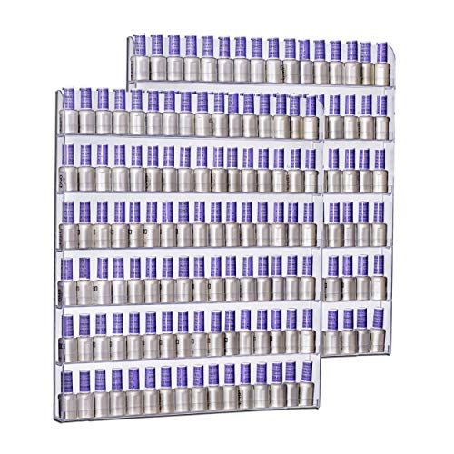 AMT Acrylic Nail Polish Racks for The Wall. Clear Nail Polish Display. Young Living Essential Oils Organizer. Holds up to 96 Btls. Plus a Microfiber Cloth for Cleaning Purposes (6 Tier /2 Pack)
