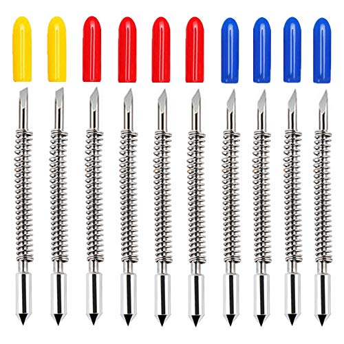GorFanty 30/45/60 Degree Graphtec Blades Vinyl Cutter Lettering Blade Bits Cutting Plotter Tungsten Steel Carbide with Springs Pack of 10