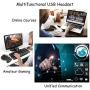 USB Headset with Microphone Dual Ear Computer Headphone with Speech Recognition Volume Control for PC Softphones Microsoft Teams Zoom Meetings Skype Chat Online Teaching Gaming Webex Work from Home