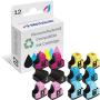 HOTCOLOR Remanufactured hp02 Ink Cartridge Replacement for HP 02 printer ink cartridges Work for HP PhotoSmart C6280 C7280 8250 D7460 C8180 C6250 Printer (Black, Cyan, Magenta, Yellow, Light Cyan, Light Magenta, 12-Pack)