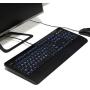 Azio Large Print Waterproof USB Keyboard - Wired 3-Color LED Backlit and Washable with Silver Antimicrobial Protection | Keyboards for Windows PC Version, Led Black/Blue Purple Red (KB530)