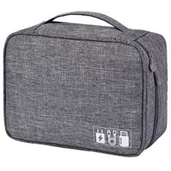 Electronic Organizer Travel Universal Cable Organizer Cable Cord Bag Electronics Accessories Cases Storage Bag Waterproof for Cable, Charger, Phone, USB, SD Card, Power Bank (OE-Gray)