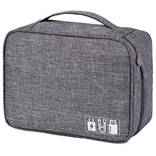 Electronic Organizer Travel Universal Cable Organizer Cable Cord Bag Electronics Accessories Cases Storage Bag Waterproof for Cable, Charger, Phone, USB, SD Card, Power Bank (OE-Gray)