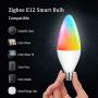Smart Light Bulbs, Zigbee Smart Bulb Candelabra E12 Base 5W, RGB Color Changing Light Bulb, Compatible with Alexa Smartthings Hub Amazon Echo Plus, Tunable White Chandelier LED Bulbs (3 Pack)