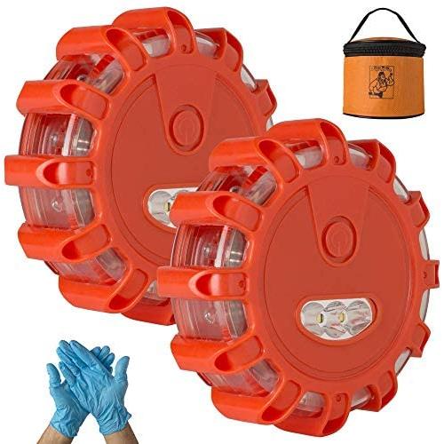 Garage Monkey Engineering LED Road Safety Flare Roadside Warning Safety Flare Kit for Vehicles & Boat | 2 Beacon Disc Pack