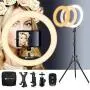 18 Inch Ring Light with Tripod Stand iPad Holder LED Ringlight Color Temperature 3200K to 5500K Makeup Ringlights with Phone Holder Carry Bag Camera Video Shoot Selfie Portrait