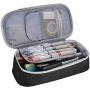ProCase Pencil Bag Pen Case, Big Capacity Students Stationery Pouch Holder Desk Organizer with Zipper for Pens Pencils Highlighters Gel Pen Markers School Supplies Students Office Clerks –Black