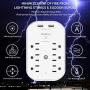 6 Outlet Surge Protector, Addtam Wall Outlet Extender with Sensor Night Light, Multi Plug Outlet Wall Adapter Power Strip with 2 USB Charging Ports, 490 Joules, for Home, Travel, Office, Hotel