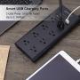 WANDOFO 2 Prong Power Strip, Polarized 2 Prong to 3 Prong Outlet Adapter with 5V 3.1A USB, 6ft Long Extension Cord, 1050J Surge Protector, Wall Mountable, Ideal for Non-Grounded Outlets, Black