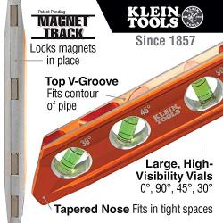 Klein Tools 935RB Level, Torpedo Billet High-Viz Level with Rare Earth Magnet and Tapered Nose