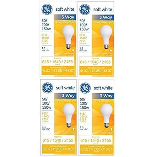 GE 97494 Lighting 50/100/150-Watt, 3-Way Light Bulb, Soft White, 4-Pack