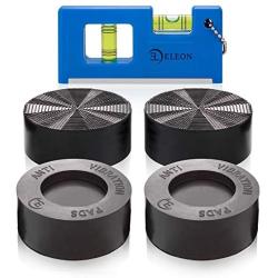 Anti Vibration Pads with Tank Tread Grip, 4 Pads + Level - Washer & Dryer Pedestals Fit All Machines - Noise Dampening, Protects Laundry Room Floor - Anti Vibrasion Pads for Washing Machine