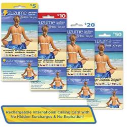 Zuzume International Calling Card | PINless, No Expiration, No Hidden Surcharges Prepaid Phone Long Distance Calling Cards | 5 USD