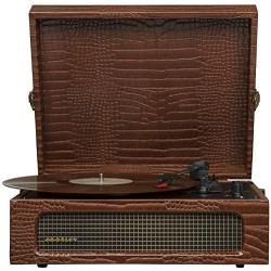 Crosley CR8017A-BR Voyager Vintage Portable Turntable with Bluetooth Receiver and Built-in Speakers, Brown