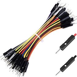Premium Breadboard Jumper Wires Male to Male 0.1 Square Head 100-Pack 10 Colors 24AWG by Hellotronics (10CM, 1P M/M)