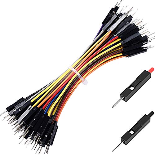 Premium Breadboard Jumper Wires Male to Male 0.1 Square Head 100-Pack 10 Colors 24AWG by Hellotronics (10CM, 1P M/M)