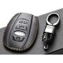 Vitodeco Leather Keyless Remote Smart Key Fob Case Cover with a Key Chain for 2014-2021 Subaru Forester, Impreza, Outback, WRX, BRZ, XV Crosstrek (4-Button, Black)