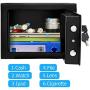 Mini Safe, Electronic Digital Security Safe Box, Password Keypad & Key Lock, for Home Office Hotel Business Use, Jewelry Gun Cash Valuables Storage, Solid Steel with 4 Batteries