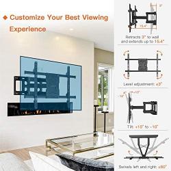 Perlegear Full Motion TV Wall Mount Bracket Dual Articulating Arms Swivels Tilts Rotation for Most 37-75 Inch LED, LCD, OLED Flat&Curved TVs, Holds up to 132lbs, Max VESA 600x400mm