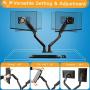 HUANUO Dual Monitor Stand - Double Gas Spring Arm Monitor Desk Mount for Two 35 inch LCD LED Screens, Height Long Adjustable VESA Mount with Clamp, Grommet Mounting Base, Hold up to 26.4lbs