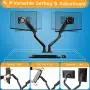 HUANUO Dual Monitor Stand - Double Gas Spring Arm Monitor Desk Mount for Two 35 inch LCD LED Screens, Height Long Adjustable VESA Mount with Clamp, Grommet Mounting Base, Hold up to 26.4lbs