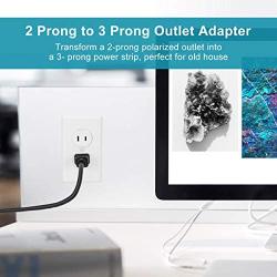 WANDOFO 2 Prong Power Strip, Polarized 2 Prong to 3 Prong Outlet Adapter with 5V 3.1A USB, 6ft Long Extension Cord, 1050J Surge Protector, Wall Mountable, Ideal for Non-Grounded Outlets, Black