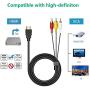 HDMI to RCA Cable,1080P HDMI Male to 3RCA Video Audio AV Composite Male M/M Connector Adapter Cable, One-Way Transmission from HDMI to RCA for TV HDTV DVD Black 5ft/1.5m。